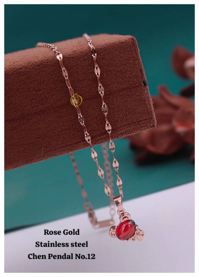 Daily Wear Rose Gold Stainless Steel Chain Pendal Wholesales Price In Surat
